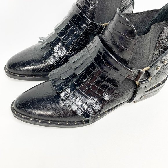 FREDA SALVADOR Croc-Embossed Kiltie Chelsea Boots - Picture 7 of 10